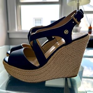 Michael Kors Platform Wedge Espadrilles in Navy Like New 7.5